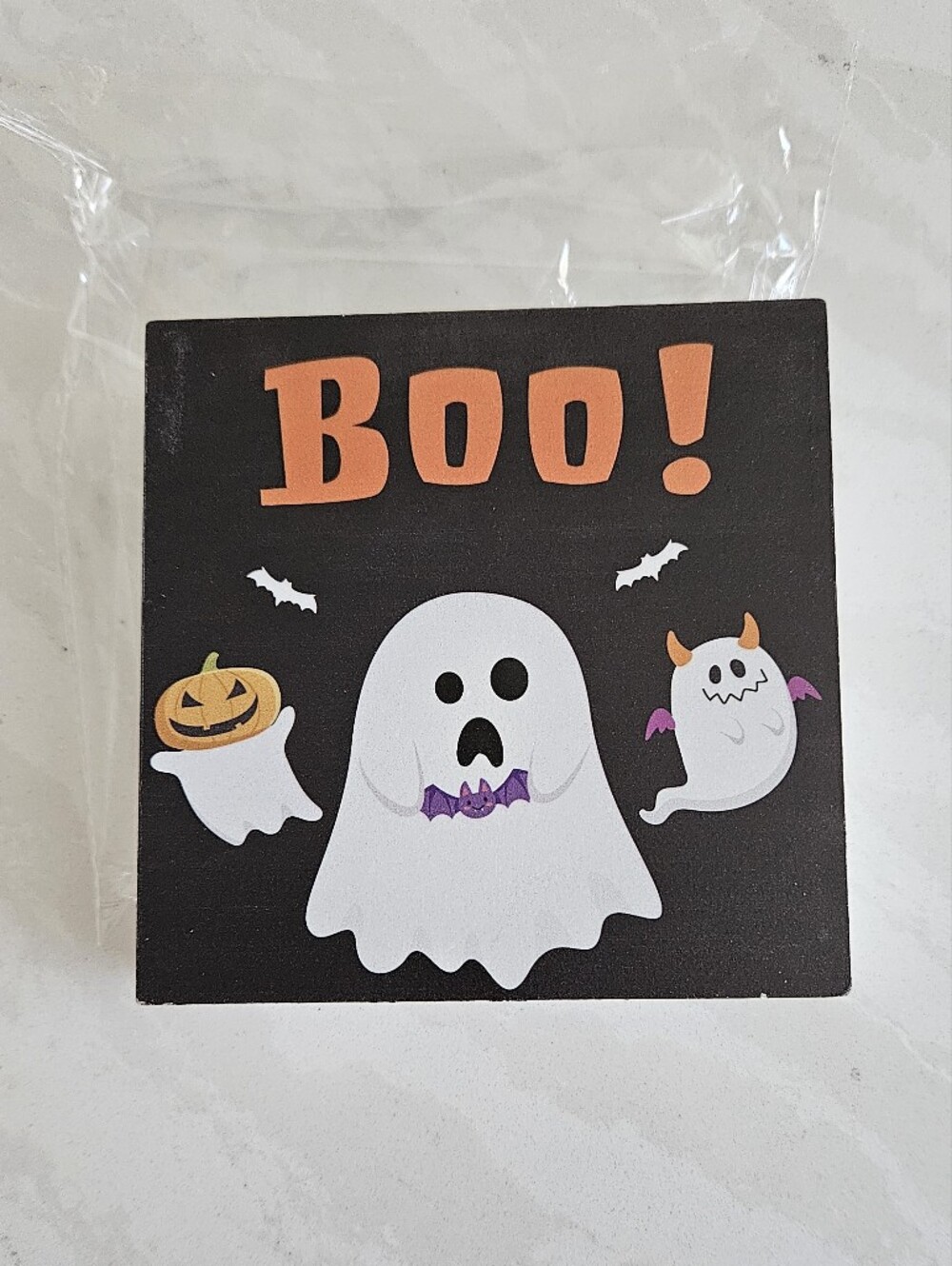 Halloween 'Boo!' Ghost Decorative Block Sign
